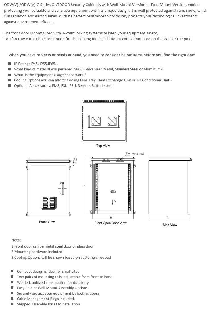 6u IP55 IP65 Outdoor Waterproof Wall Mounting Cabinet